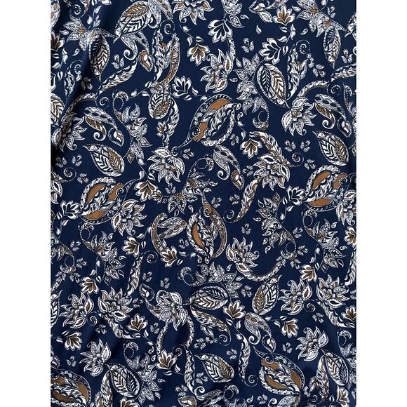 NWT LEOTA Jemima Faux Perfect Wrap Knit Cap Sleeve Dress Floral Paisley Navy - Picture 8 of 9